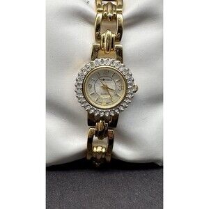 Sag Harbor Goldtone Rhinestone Halo 6” Women’s Watch Analog Quartz